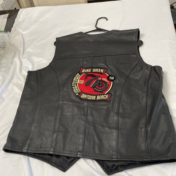 Motorcycle BIKERS LEATHER VEST Womens 2XL black - Picture 2 of 4